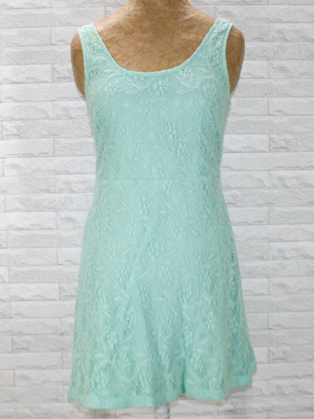 FRANCESCA Dress Lace Sleeveless Mini Casual Pastel Light Mint Aqua Green